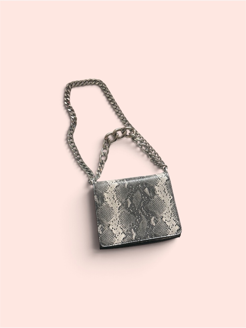 Snake-Print Chain Strap Bag